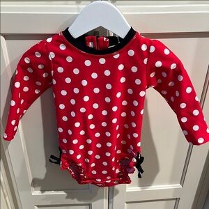 NWT RuffleButts Red Polka Dot Rashguard 12-18 months